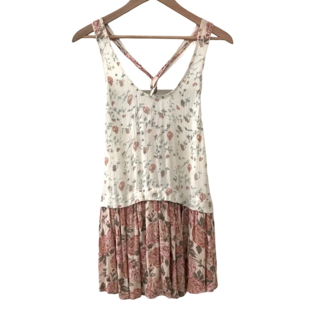 Aritzia Wilfred Boho Floral Twist Back Tunic Tank